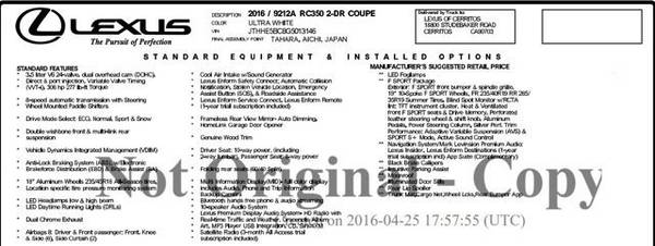 2016 Lexus RC