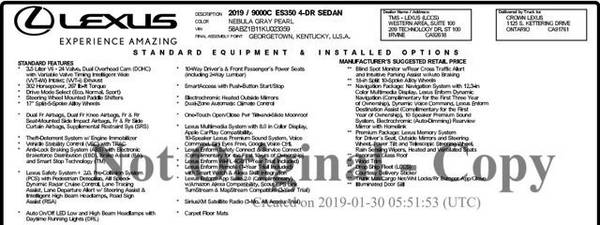 2019 Lexus ES